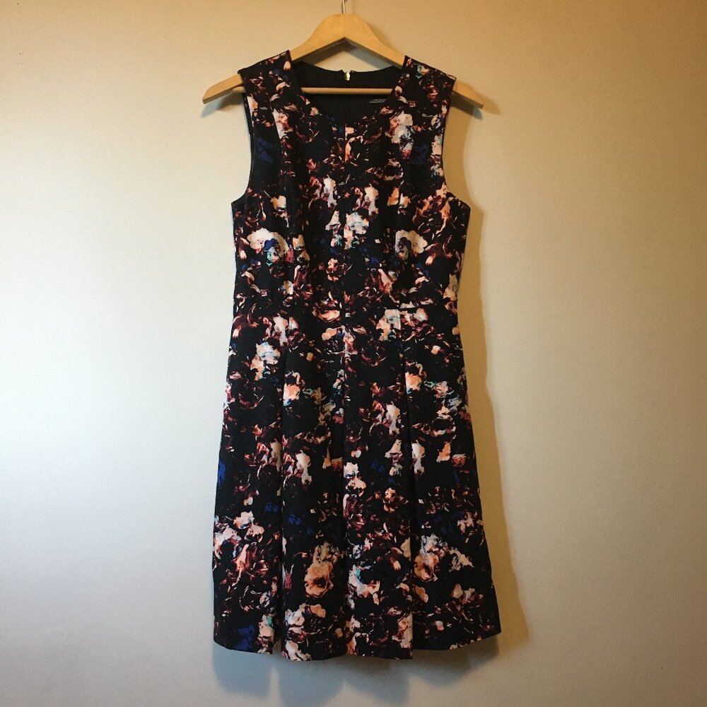 Beautiful Cotton Little Black Scuba Box Pleat Floral Party Dress - 6